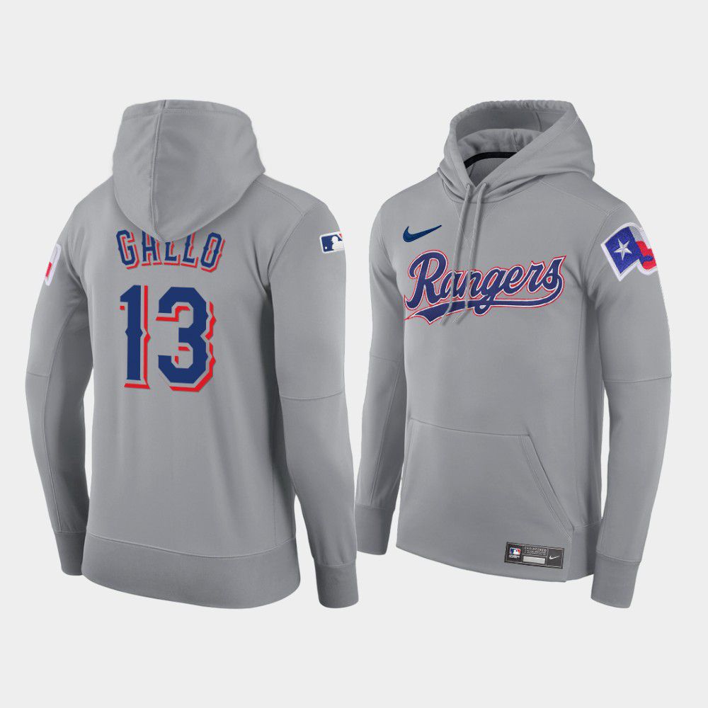 Men Texas Rangers #13 Gallo gray road hoodie 2021 MLB Nike Jerseys